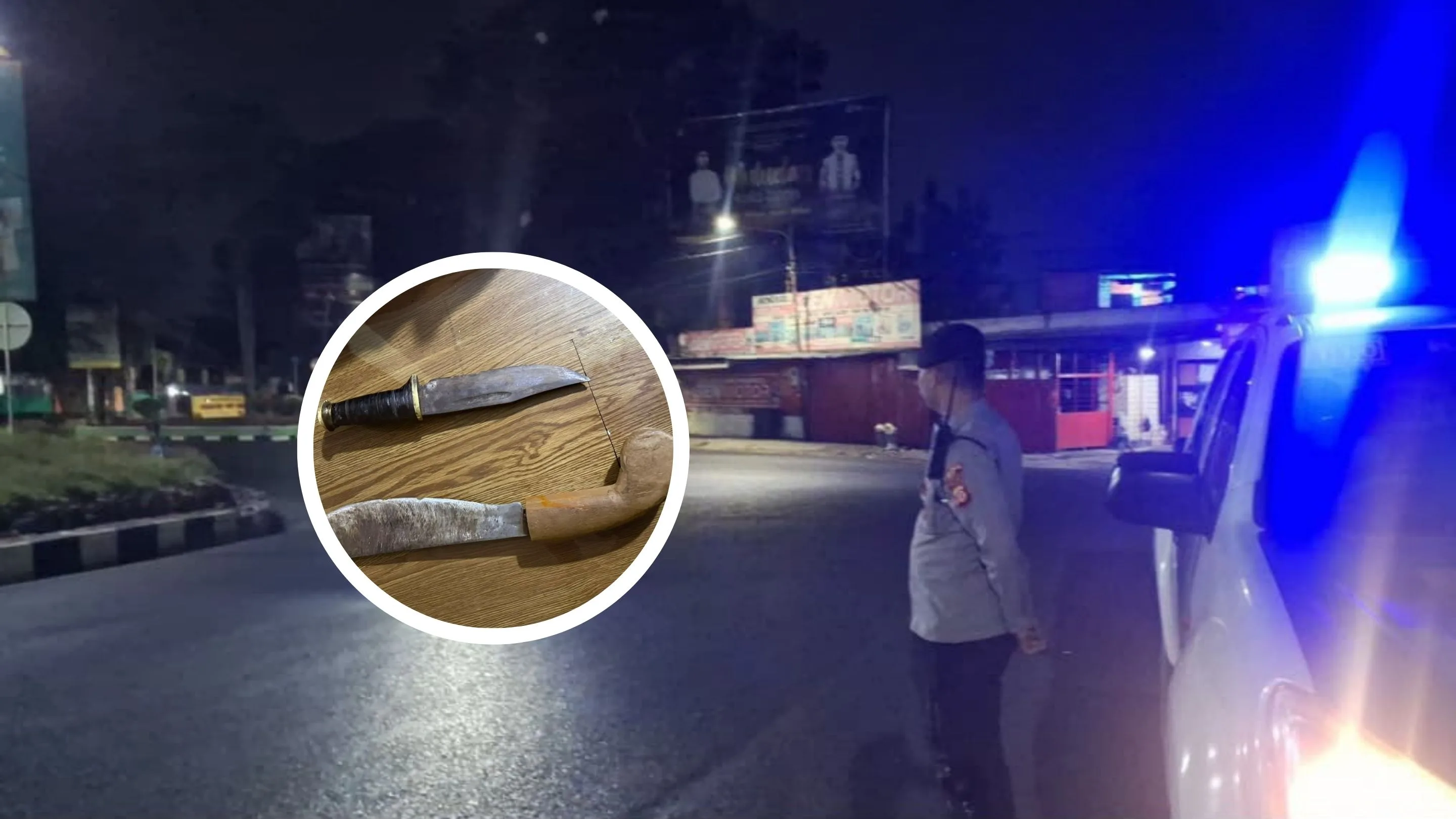Polisi Ciduk Empat Pemuda Mabuk Bersenjata Tajam di Simpang Lima Garut