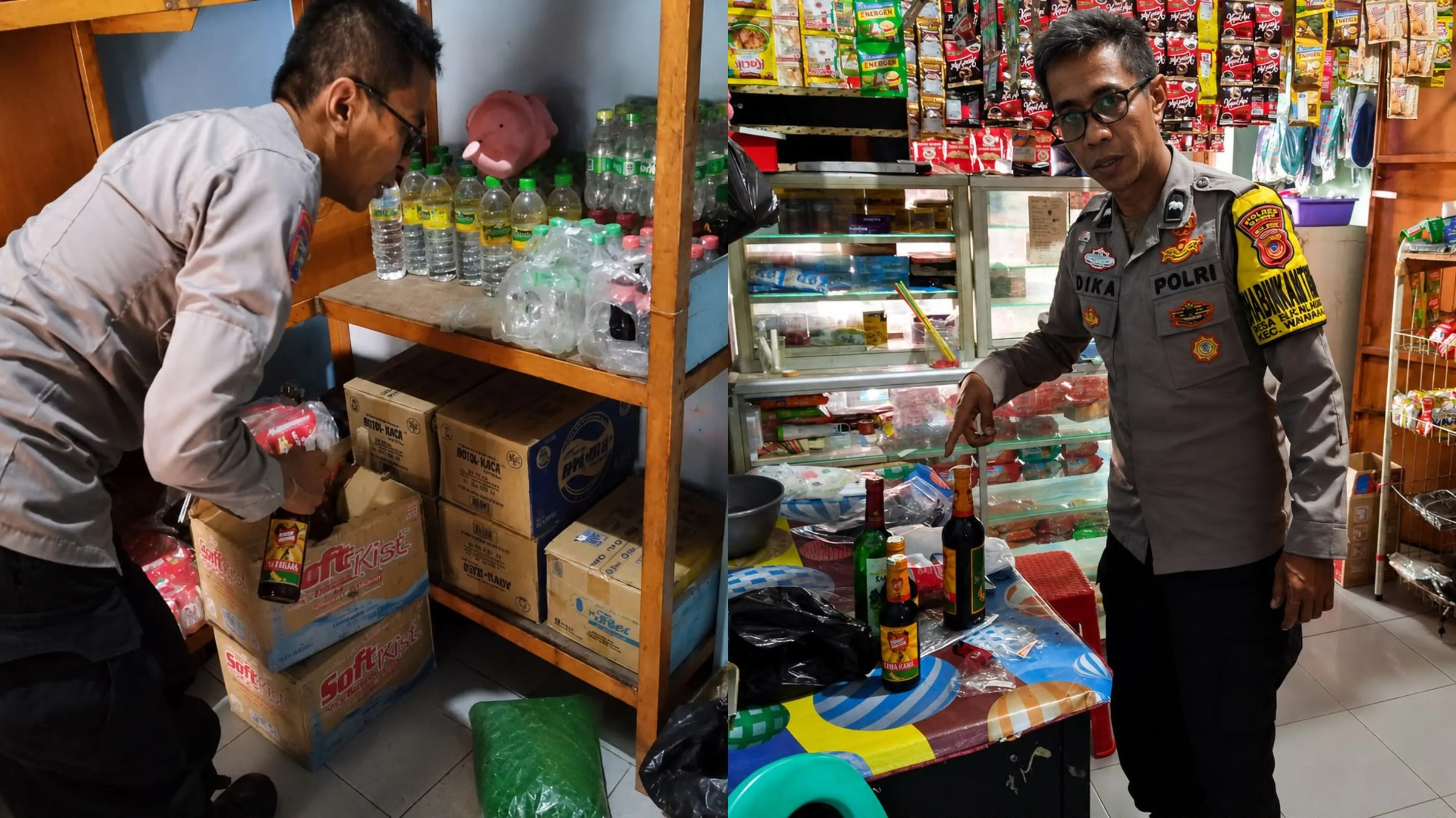 Belasan Botol Minuman Keras dari Pedagang Eceran Disita Polisi di Wanaraja Garut