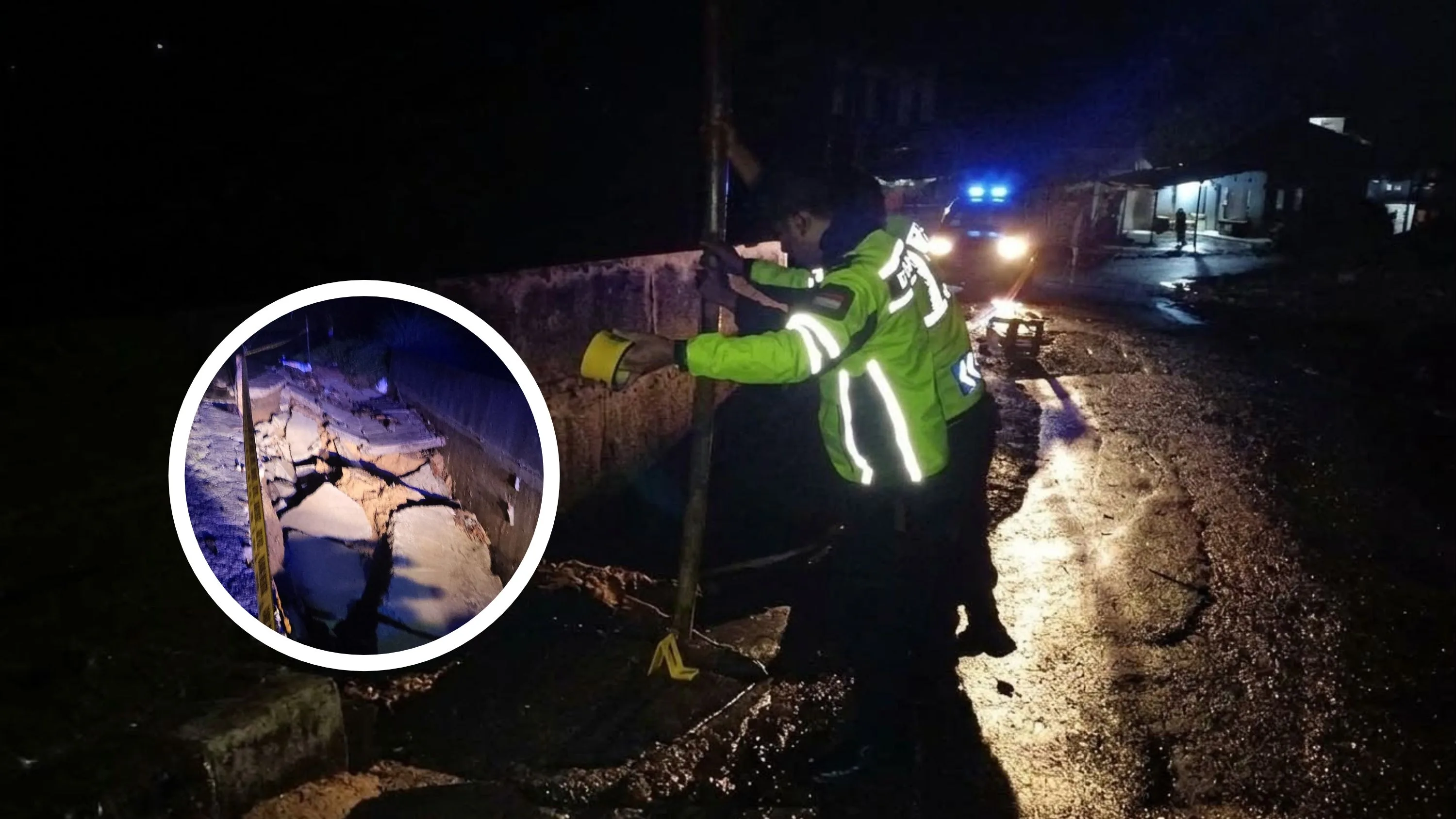 Hujan Deras Picu Jalan Amblas di Banjarwangi Garut, Polisi Pasang Garis Pengaman