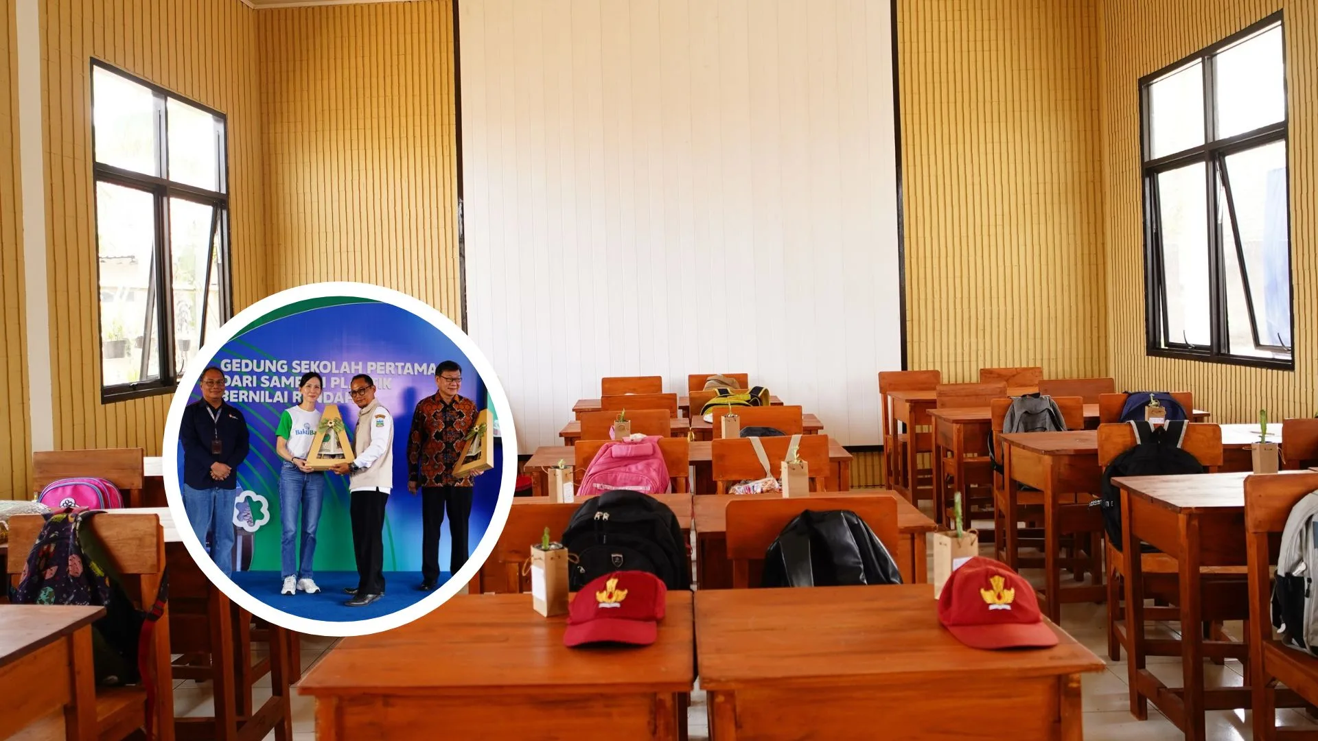 Jadi yang Pertama di Indonesia, Bangunan Sekolah di Garut Ini Terbuat dari Sampah Plastik