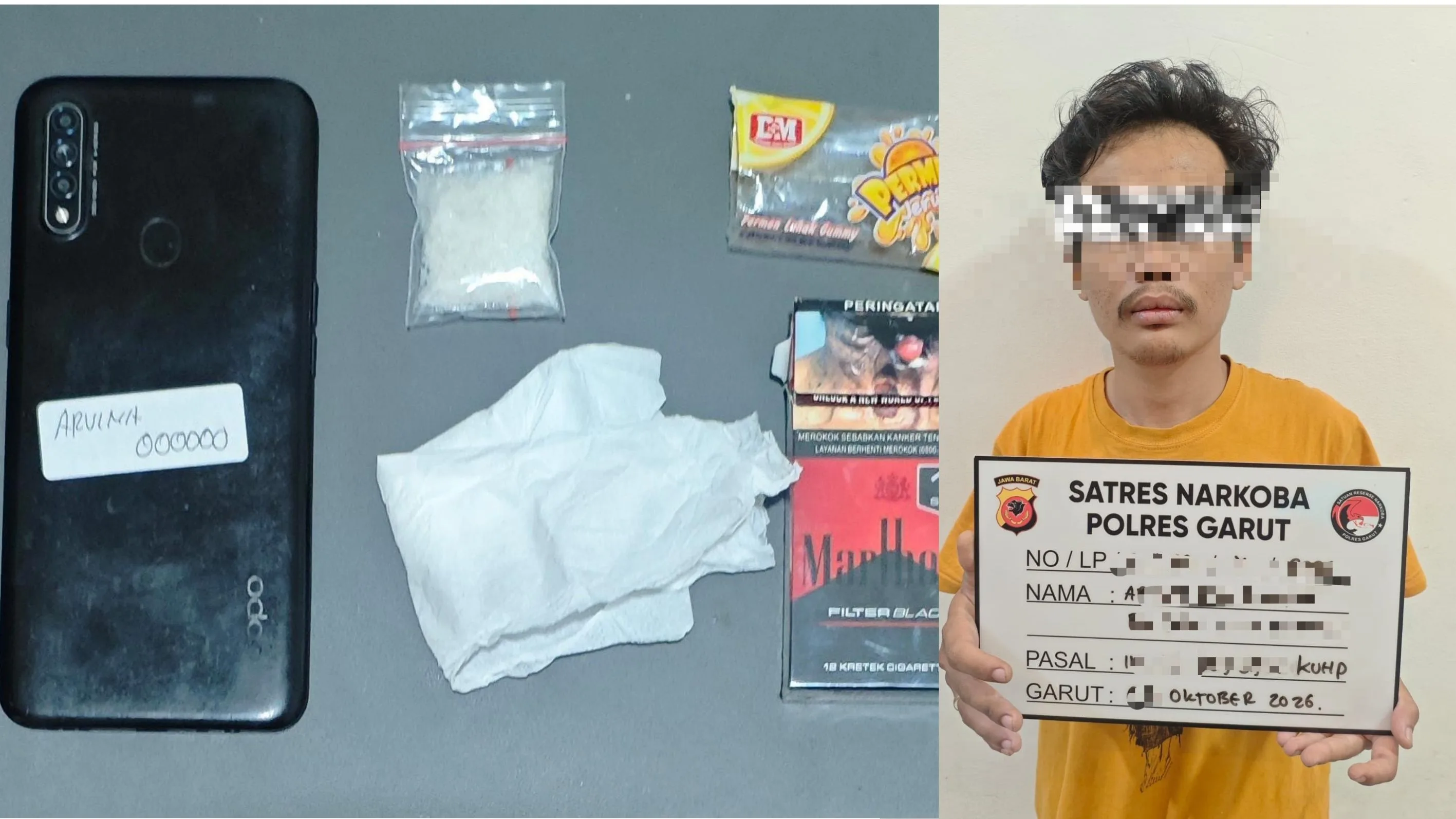 Ciduk Pengedar Sabu Modus Permen, Polisi Sita 5,07 Gram Sabu di Karangpawitan Garut